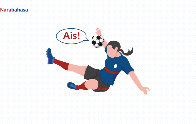 Ilustrasi pemain sepak bola yang sedang melakukan ais atau handball