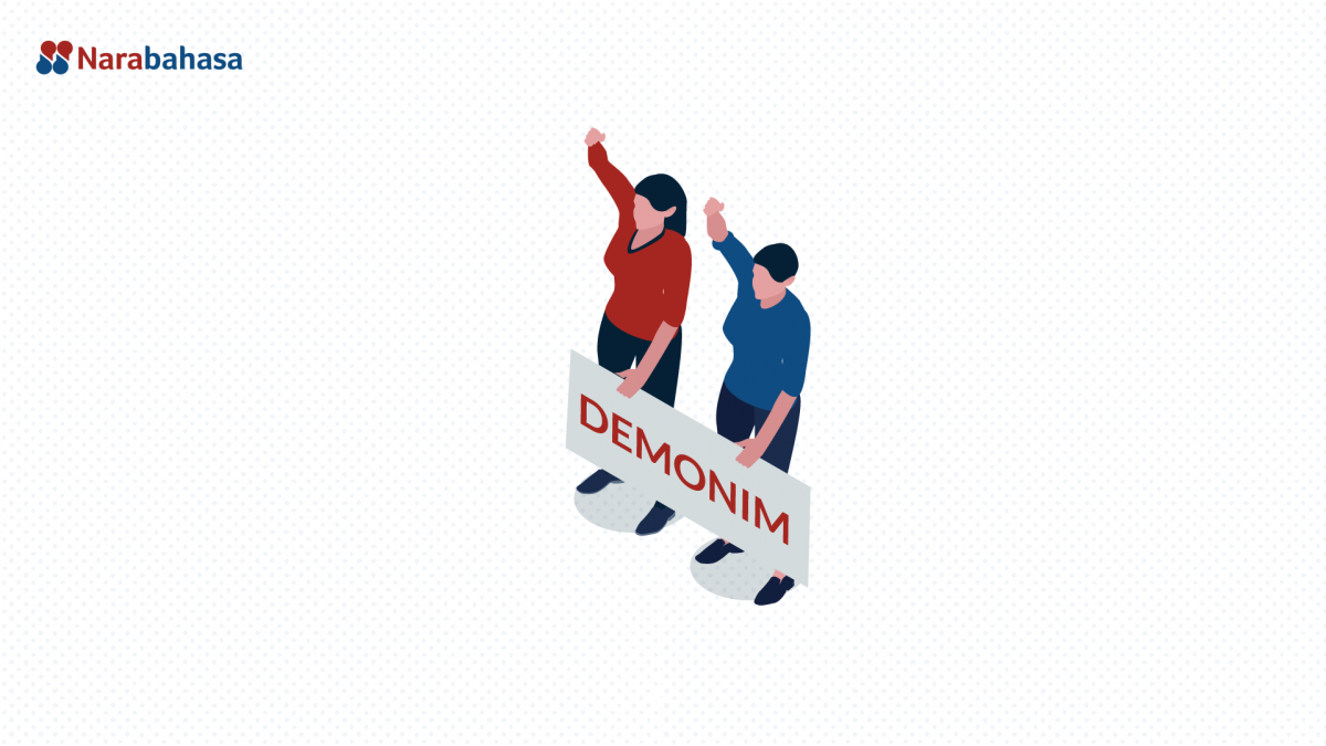 Ilustrasi Demonim. Demonim merupakan ‘nama diri untuk penduduk asli suatu tempat’. Contohnya adalah Indonesian, American, dan Indian.