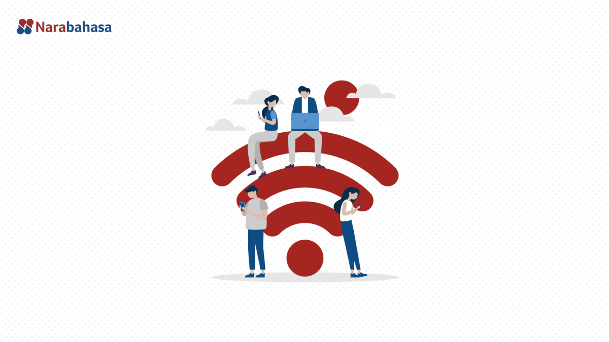 Ilustrasi jaringan internet yang menggambarkan tol langit