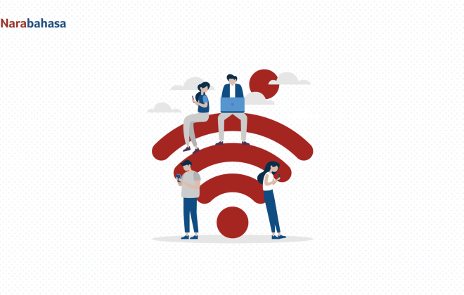 Ilustrasi jaringan internet yang menggambarkan tol langit